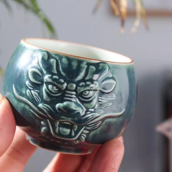 Vintage Dragon Head Pattern Chinese Chawan Kung Fu Tea Ceremony Cup