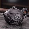 Large Chinese Purple Clay Teapot with Auspicious Dragon and Floating Clouds Pattern