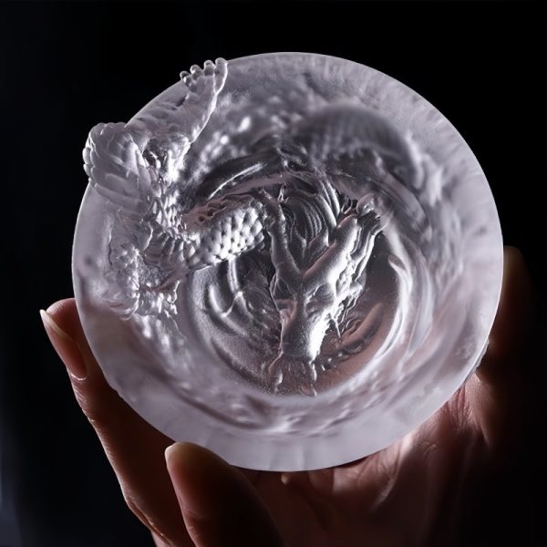 Vintage Chinese Gongfu Tea Cup Colored Glaze Dragon Entwined Tea Cup