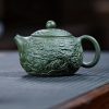 Handmade Chinese Vintage Yixing Clay Dragon Teapot With Green Auspicious Dragon Pattern
