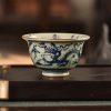 Vintage Hand Painted Blue and White Porcelain Dragon Chinese Tea Cup