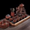 Antique Elegant Ceramic Semi Automatic Lazy Exquisite Red Chinese Dragon Phoenix Ware Tea Set