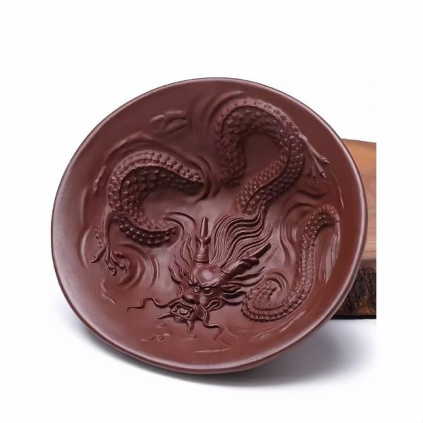 Authentic Yixing Purple Clay Hand Carved Chinese Dragon Tea Cup
