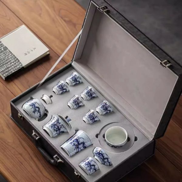 Unique Dragon Year Tea Set with Blue and White Porcelain Pattern