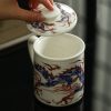 Exquisite Blue and White Red Dragon Traditional Chinese Porcelain Tea Cup Mug with Infuser
