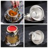 Best Sterling Silver Interior Four Auspicious Beasts Themed Ceramic Gaiwan Set