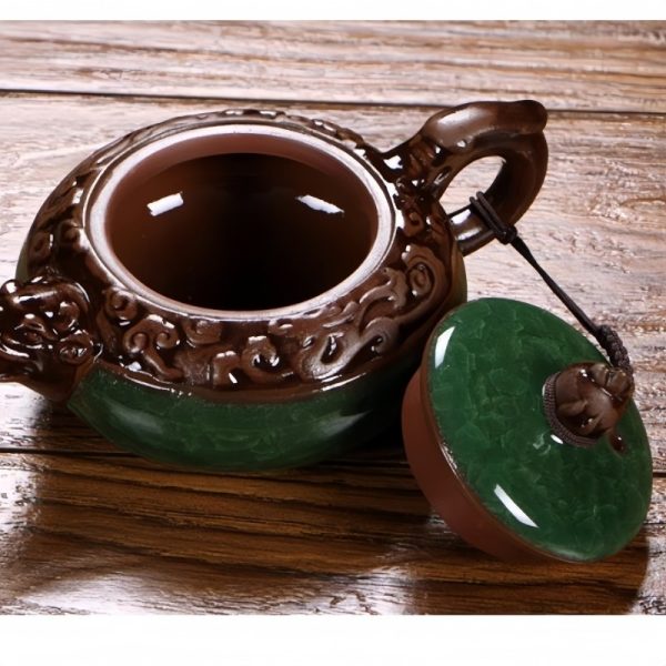 Dark Green Ice Crackle Glaze Chinese Dragon Teapot With Dragon Spout Gongfu Tea Ceremony