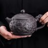 Large Chinese Purple Clay Teapot with Auspicious Dragon and Floating Clouds Pattern