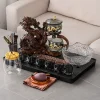 Antique Luxurious Year of the Dragon Semi-Automatic Glass Tea Set with Gold Dragon Design