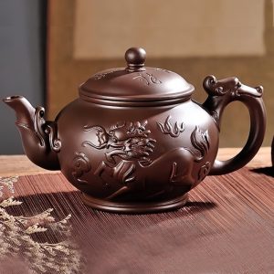 The Spirit of the Dragon and Horse Brown Yixing Clay Teapot with Dragon Spout Strainer