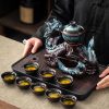 Refined Chinese Blue Dragon Kiln Change Antique Semi-Automatic Gongfu Tea Cup Set