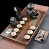 Ancient Sculptural Five Dragon Chinese Black Pottery Semi-Automatic Gongfu Tea Pot Set