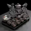 Delicate Vintage Porcelain Phoenix and Dragon Pattern Semi-Automatic Lazy Tea Set