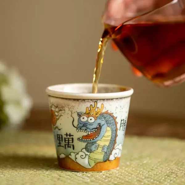 Handmade Chinese Jingdezhen Ceramic Ugly Cute Dragon Gongfu Tea Cup Chawan