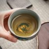 Antique Green Dragon Traditional Cracked Ceramic Chinese Gongfu Chawan Tea Cup