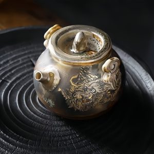 Traditional Chinese Kiln Change Ceramic Ware Dragon Teapot Hand Painted With Black Dragon Pattern