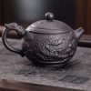 Large Chinese Purple Clay Teapot with Auspicious Dragon and Floating Clouds Pattern