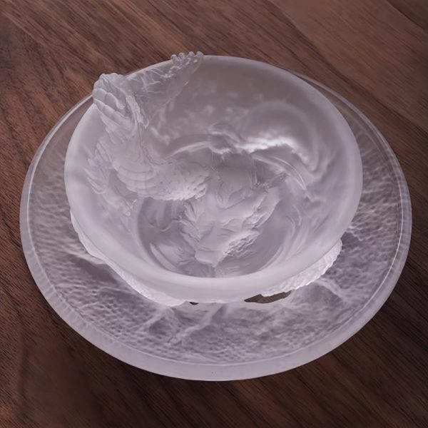 Vintage Chinese Gongfu Tea Cup Colored Glaze Dragon Entwined Tea Cup