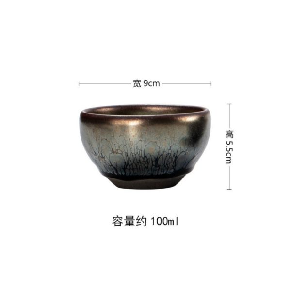 Oil Spot Tenmoku Glaze​ Hand Painted Dragon Jian Zhan Ceramic Tea Cups