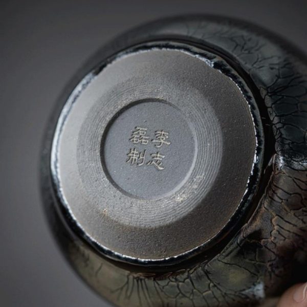 Oil Spot Tenmoku Glaze​ Hand Painted Dragon Jian Zhan Ceramic Tea Cups