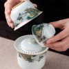 Antique Compact Ceramic Green Dragon Theme Travel Tea Set with Portable Bag