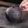 Large Chinese Purple Clay Teapot with Auspicious Dragon and Floating Clouds Pattern