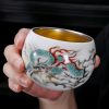 Hand-painted Cloud Dragon Sterling Silver liner Chinese Porcelain Kungfu Tea Cup