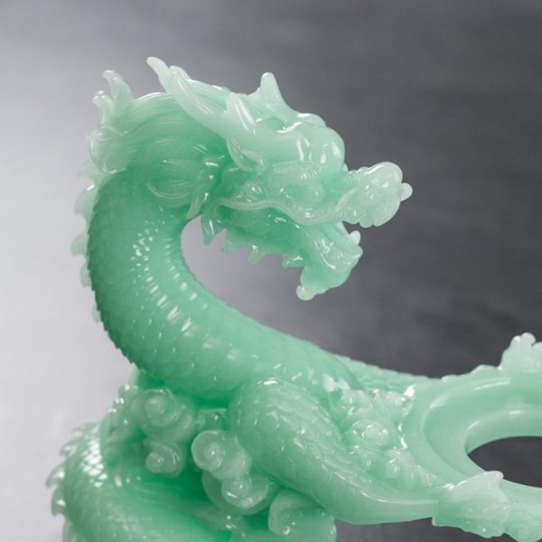 Chinese Grey Jade Green Majestic Dragon Semi-Automatic Lazy Antique Kungfu Tea Cup Set