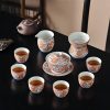 Classic Chinese Handmade Vintage Gongfu Porcelain Tea Cup Set with Majestic Red Dragon Pattern