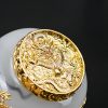 Ink White Jade Colored Glaze Chinese Chawan Tea Cup Inlaid with Golden Dragon
