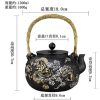 Antique Asian Gold Dragon and Silver Clouds Cast Iron Tetsubin Teapot