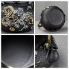 Antique Asian Gold Dragon and Silver Clouds Cast Iron Tetsubin Teapot