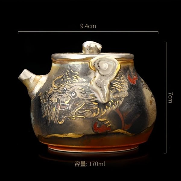 Traditional Chinese Kiln Change Ceramic Ware Dragon Teapot Hand Painted With Black Dragon Pattern