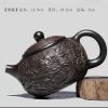 Vintage Handmade Chinese Dragon Teapot Crafted From Black Gold Sand Clay With Carving Dragon Pattern