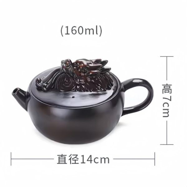 Vintage Traditional Purple Pottery Dragon Teapot Shaped Like A Dragon Head With Twist Design
