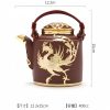 Antique Gold Inlaid with Jade Dragon and Phoenix Pattern Purple Clay Teapot Large Capacity with Handle