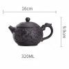 Large Chinese Purple Clay Teapot with Auspicious Dragon and Floating Clouds Pattern