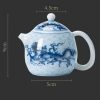 Vintage Blue And White Porcelain Chinese Dragon Egg Shaped Teapot With Gold And Silver Inlay