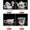Delicate White Ceramic Semi-Automatic Gongfu Tea Pot Set with Gilded Ornate Dragon Design