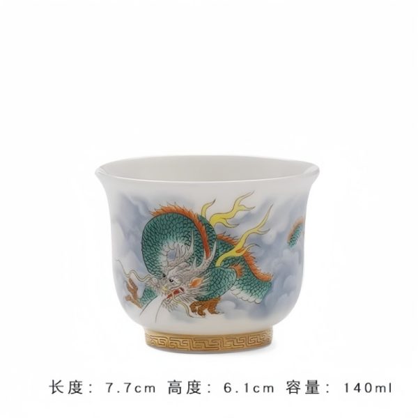 Year Of The Dragon Hand Painted Iced White Porcelain Dragon Tea Cup