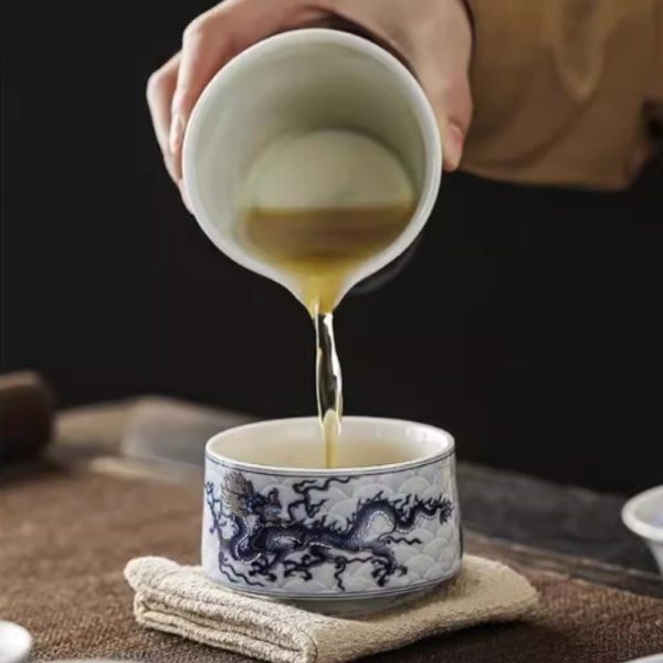 Unique Dragon Year Tea Set with Blue and White Porcelain Pattern