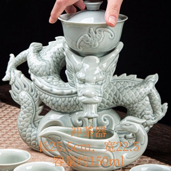 Majestic Vintage Green Dragon China Gongfu Lazy Semi-Automatic Tea Cup Set
