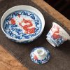 Graceful Traditional Luxury Chinese Blue and White Porcelain Antique Wave Tea Set