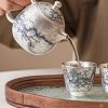 Antique Elegant Gilt Silver Tea Sets with Blue and White Porcelain Exclusive Dragon Pattern