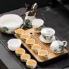 Best Dragon Themed Jade White Porcelain Traditional Gongfu Cha Tea Tray Set