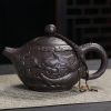 Chinese Antique Yixing Zisha Dragon Teapot With Relief Auspicious Dragon Pattern