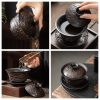 Antique Handmade Exquisitely Carved Purple Clay Dragon Gaiwan Tea Cup