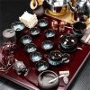 Pixiu Themed Gongfu Tea Set with Jianzhan Cups and Red Wooden Tea Tray