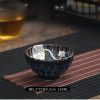 Blue Flame Pattern inlaid Silver Lotus Leaf and Dragon Jian Zhan Handmade Tea Cup