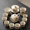 Elegant Ru Kiln Hand Painted Colored Dragon Theme Refined Chinese Ceramic Tea Ceremony Set